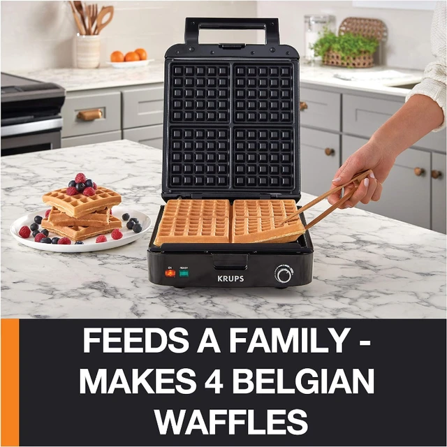 Waffle Maker 4 in 1, Mini Waffle Maker with Removable Plate, Waffle Iron  Waffle Machine, Non-stick Coating 750W Double-Sided Heating, LED Indicator