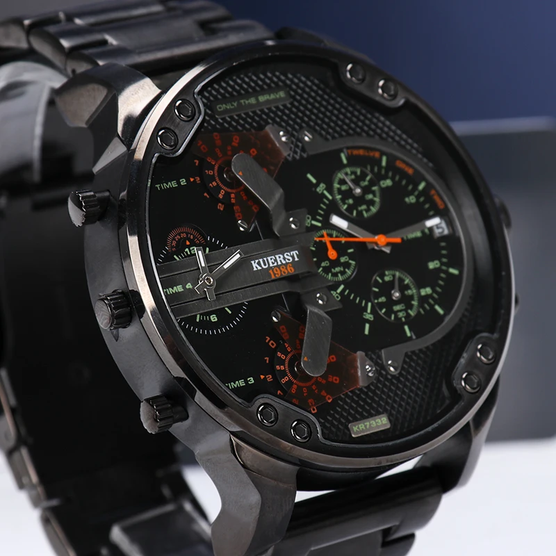 Men Wristwatch Chronoscope Women Sport Watch Steel Band Mix Color Dial Watch Leather Band Watch