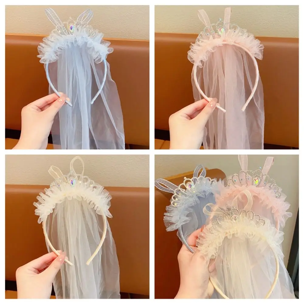 Crystal Crown Mesh Hair Hoop Headwear Princess Children's Headdress Hair Ornaments Hair Accessories Crown Headband Children european and american bridal crown crystal headwear hairband wedding accessories headband ornaments