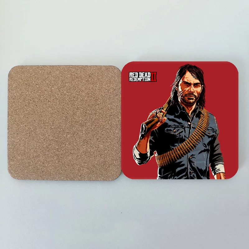 RDR2 MDF 코스터 레드 데드 Marston 네덜란드 게임 포스터 인쇄 홈 룸 장식 컵 매트 파티 DIY 장식 파티 호의 선물