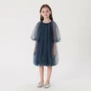 MARC&JANIE Girls Summer Bubble Sleeve Mesh Dress 230582 1