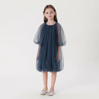 MARC&JANIE Girls Summer Bubble Sleeve Mesh Dress 230582 1