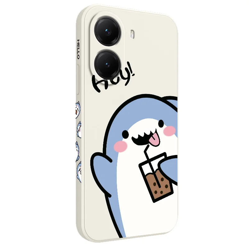 Adorable Shark Design Silicone Phone Case - Soft Protective Cover