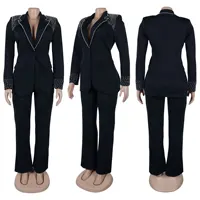 Hope Pearl Splicing Long Sleeve Blazer Pant Set 33