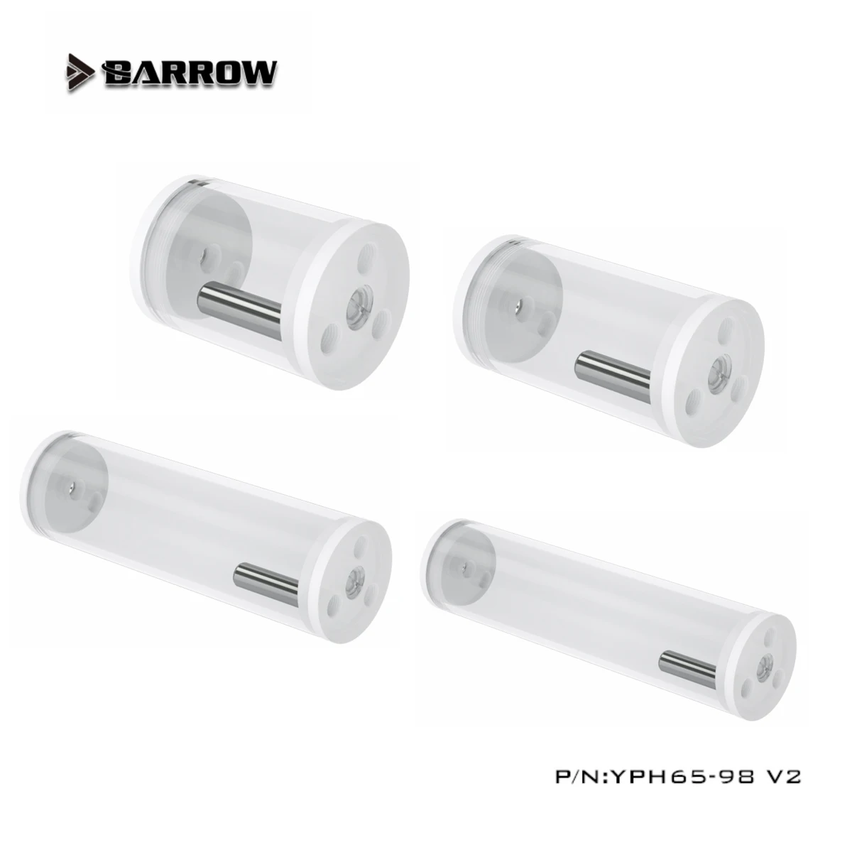 Carrinho de Mão Yph65 v2 Tanque de Reservatório Transparente Acrílico de 65 mm de Diâmetro Preto Branco 98 135 220 300 mm Reservatórios de Refrigeração de Água - Imagem 2