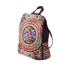 Girls Ethnic Style Embroidery Canvas School Bag Backpack Rucksack Travel Bag Handbags