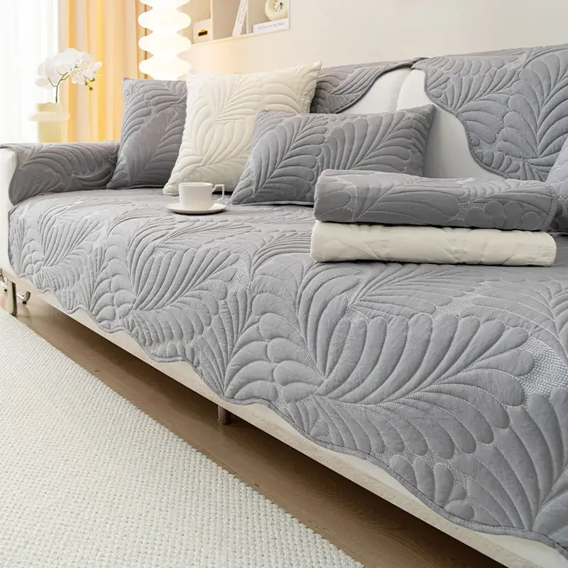 Solid Color Embroidery Sofa Cover Fashion Four Season Universal Sectional Sofa Towel Anti-slip Couch Covers for Living Room