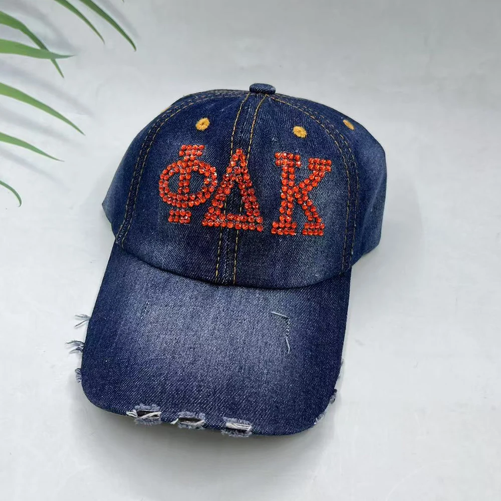 그리스 문자 모두 빨간색 라인스톤 Phi Delta Kappa 야구 모자