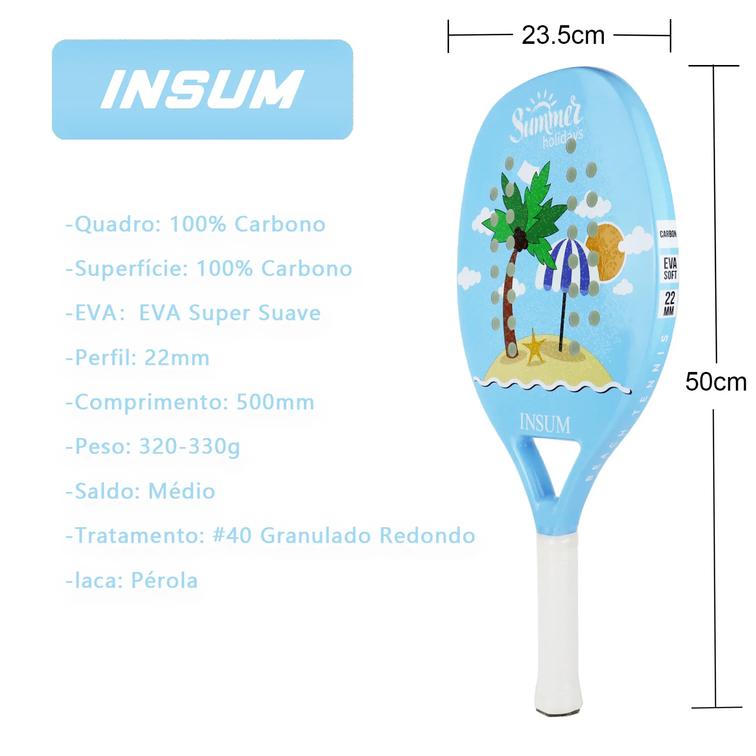Beach Tennis Paddle Beach Tennis Racket Carbon Fiber with EVA Memory Foam Core Lightweight Paddles-Colorful