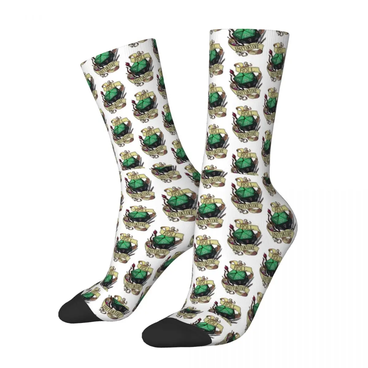 

Crazy Design Roll Initiative D20 Dnd Basketball Socks Polyester Crew Socks for Unisex Non-slip
