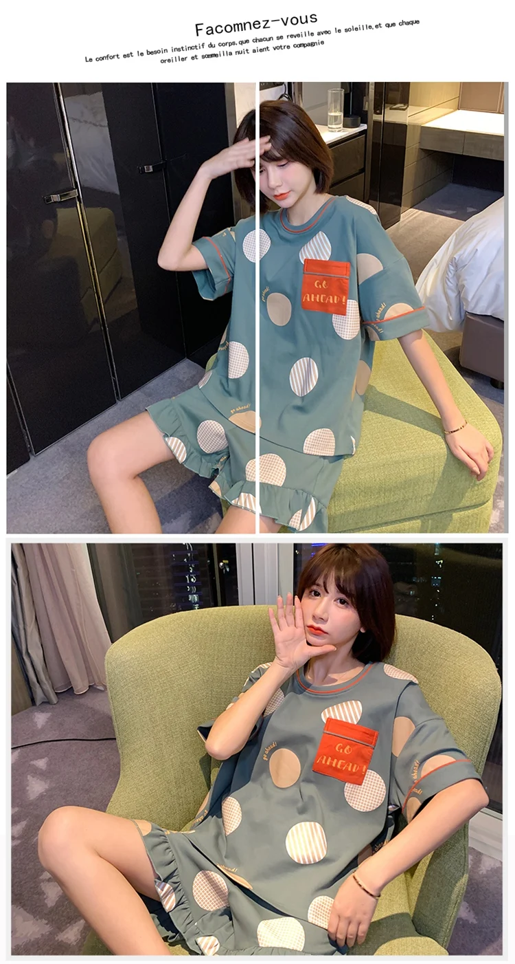 2022 Summer Casual Striped Short Sleeve Shorts Cotton Pajama Sets for Women Korean Loose Sleepwear Homewear Pijama Mujer Clothes best pajamas for women