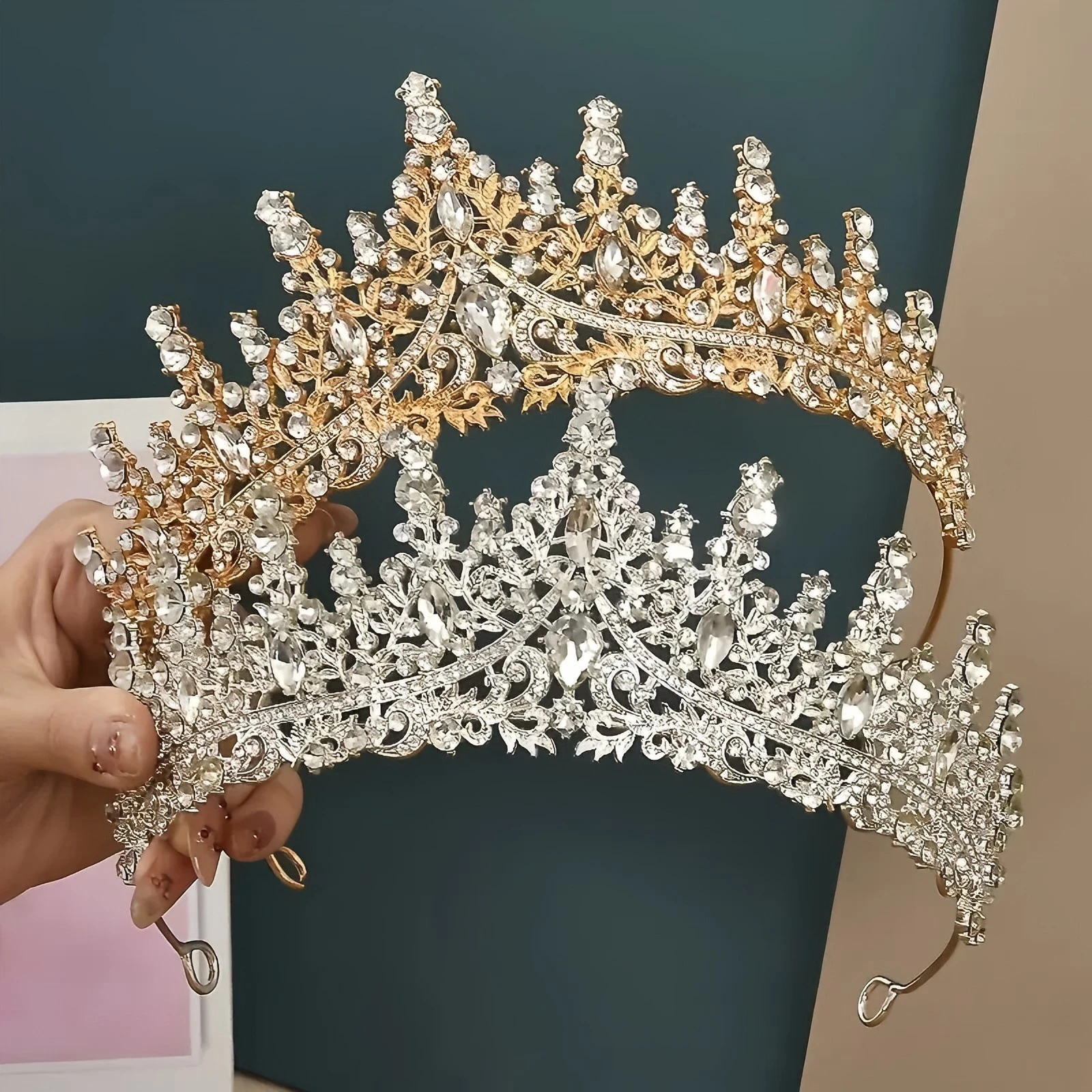 Baroque Queen Crown Elegant Rhinestone Hairband 1pc Suitable for Wedding Parties Wearing Women's Hair Accessories Gifts