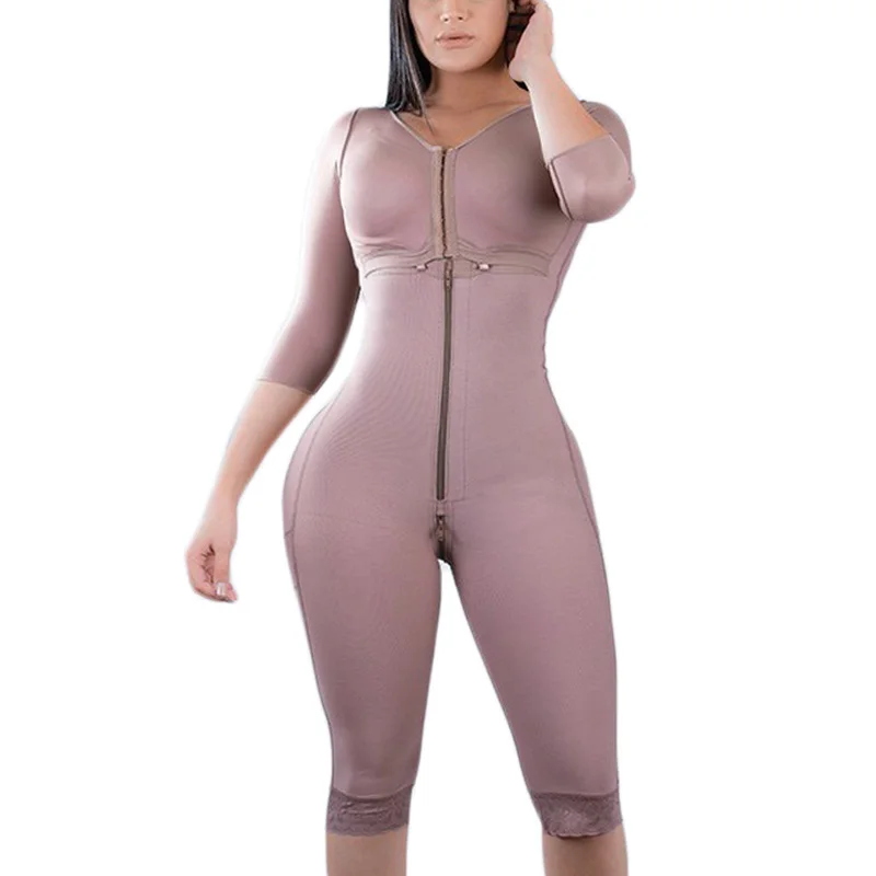 Faja Body Shapewear  Women'S Underwear Bodyshaper For Women Long sleeve Tummy Control Breast Support Zipper