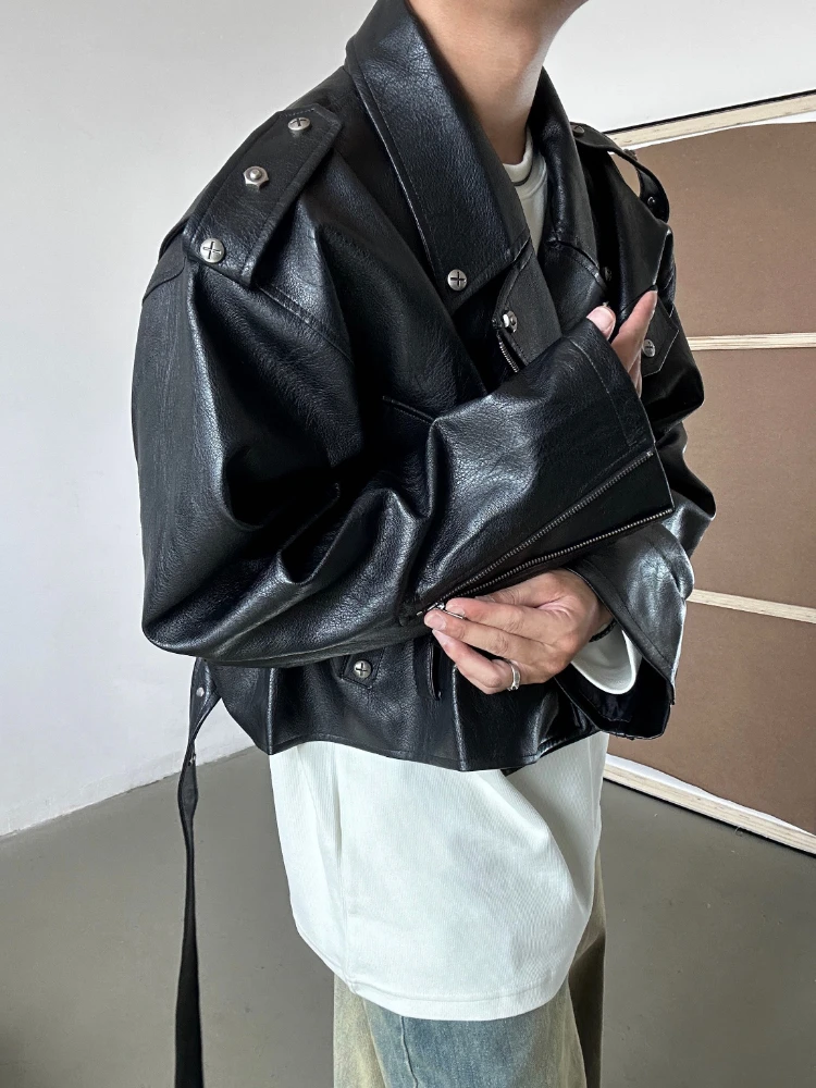 Autumn Jackets Stylish Moto Handsome Retro American Style Versatile Cropped Rivet Windproof Classic Workout Daily Solid Color 4