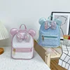 Disney Sequins Backpack Minnie Mouse Bow Fashion Glitter Backpacks Girls Kawaii PU Leather Travel Backpack Birthday Gifts 2
