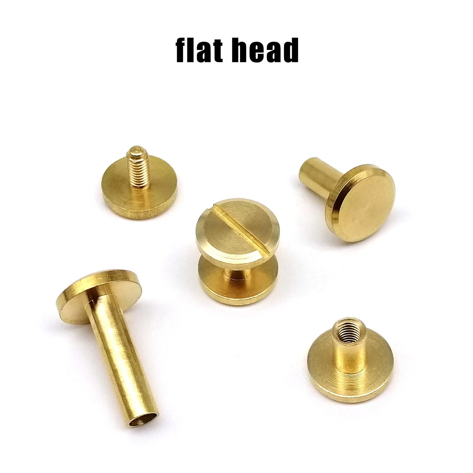 Solid Brass Copper Chicago Screw Nail Post Binding Rivet Round Head Stud 10pcs For Leather Craft Wallet Bag Belt Strap Web Book chicago screw