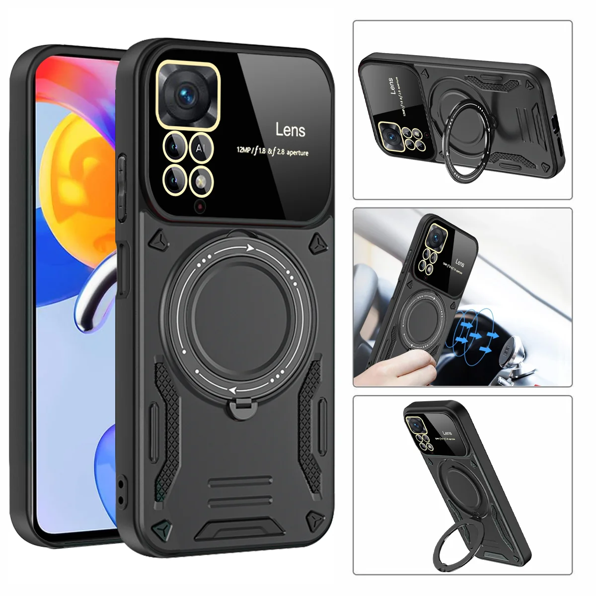 360° Rotating Magnetic Bracket Armored Phone Case Protective Cover