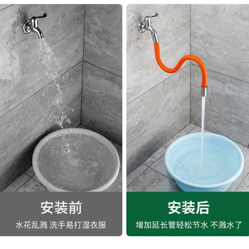 Kitchen Faucet Extension Pipe Extender Anti-splash Appliance Household Extension Hose Can Rotate Hot and Cold Pipes Bathroom 3