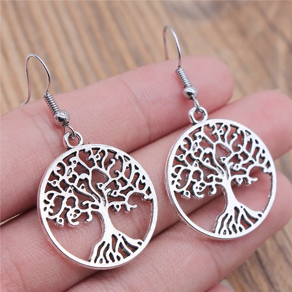 Drop Earrings Pendant Earrings Women Vintage Drop Earrings Fashion 2 Colors Tree Of Life Pendant Earrings