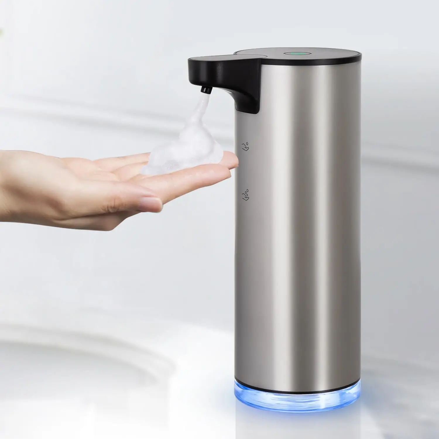 Automatic Foaming Soap Metal Dispenser Rechargeable Touchless Foam Hand Soap Dispenser Water-Resistant for Bathroom
