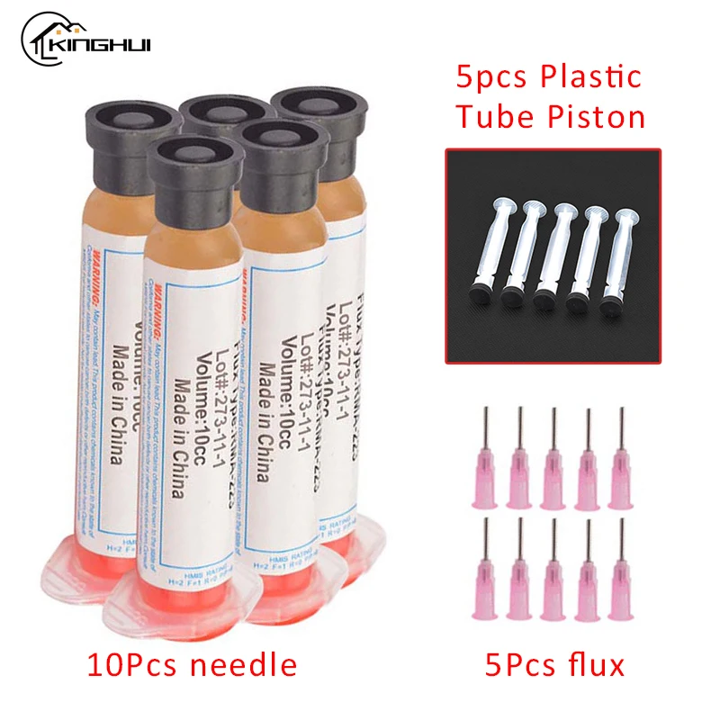 

10cc Solder Soldering Paste Flux Grease with 10pcs Needle RMA223 RMA-223 for Chips LED BGA SMD PGA PCB DIY Repair Tool