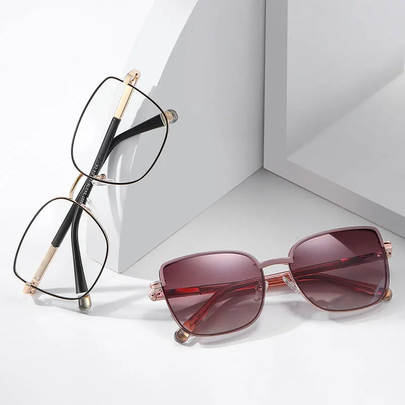 New Women's Prescription Glasses Anti Blue Light Glasses Frames Magnetic Clip With Polarized Lenses Women Myopia Glasses - 4