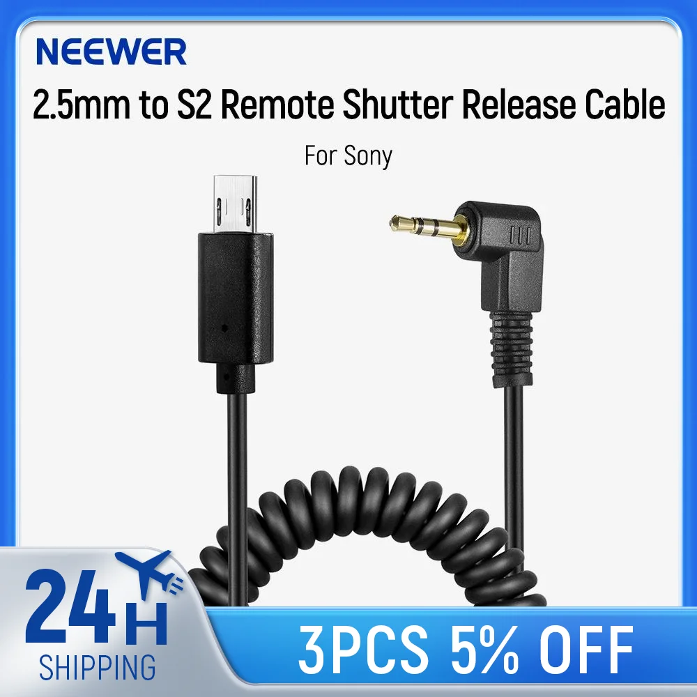 NEEWER 2.5mm to S2 Remote Shutter Release Cable Compatible with Sony A1 A9 II A9 A7R V/IV A7S III A99 II A7R A7S camera remote shutter button camera remote shutter release