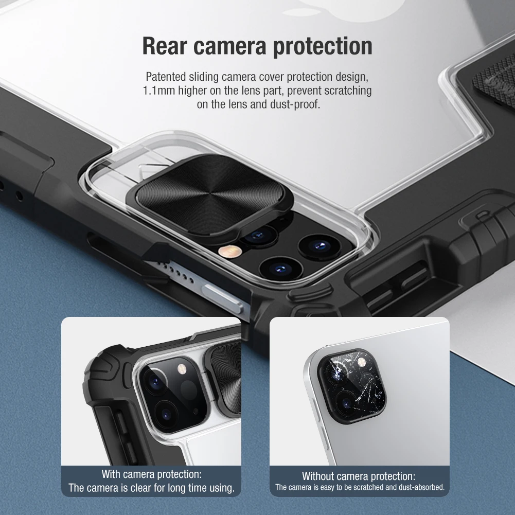 Nillkin Amortecedor Pro Case de Couro para Ipad Pro 12.9 11 10.2 ar 5mini Slide Câmera Proteção Escudo Inteligente Flip Capa - Imagem 2