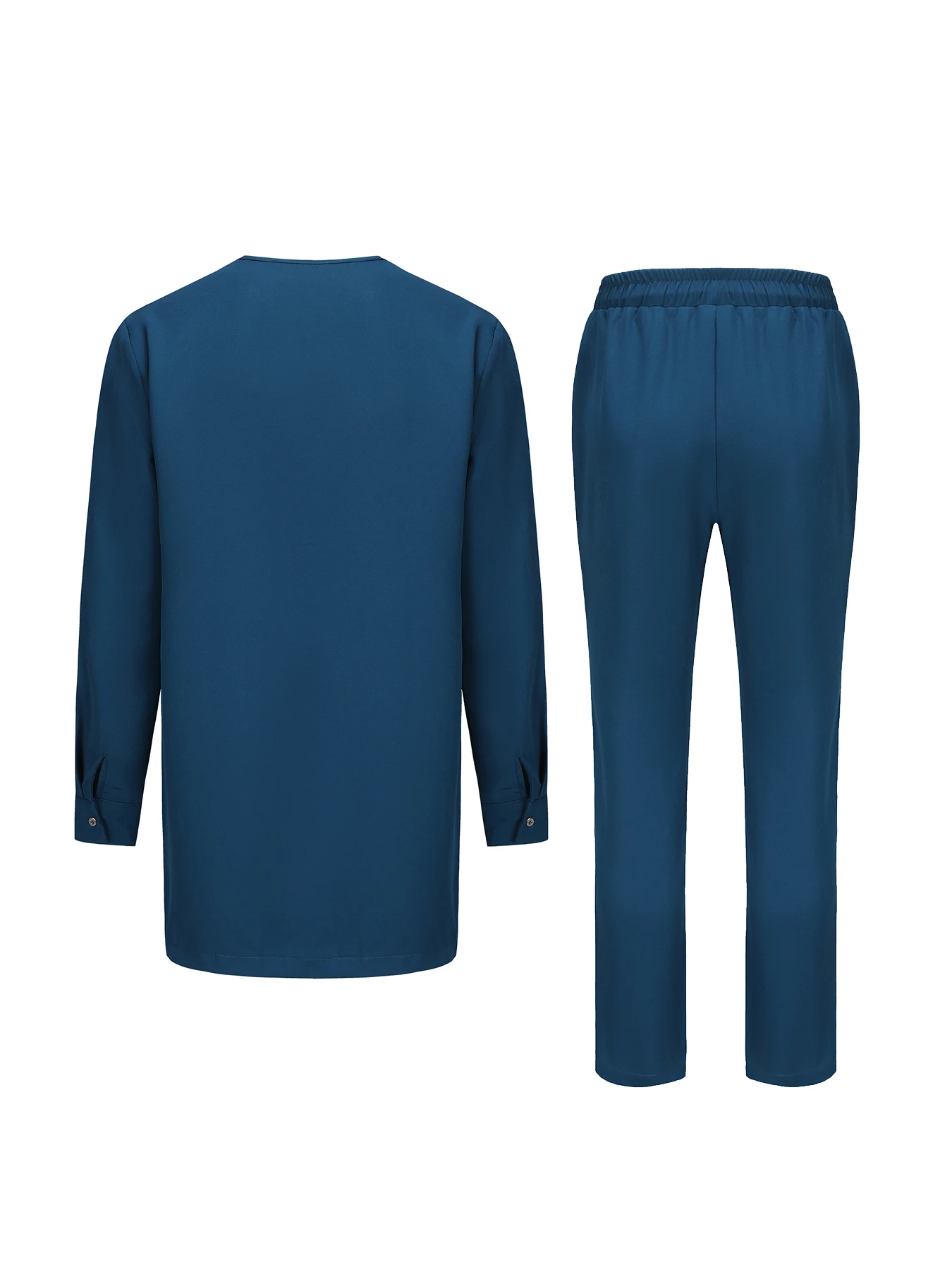 Luxury Embroidered Men's Temos Wedding trousers shirt two-piece suit dress Solid color long sleeve party African ethnic style 3