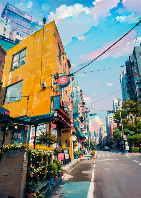Pósteres e impresiones en lienzo de arquitectura de Sakura con paisajes callejeros japoneses, pinturas de arte mural para decoración del hogar y sala de estar moderna