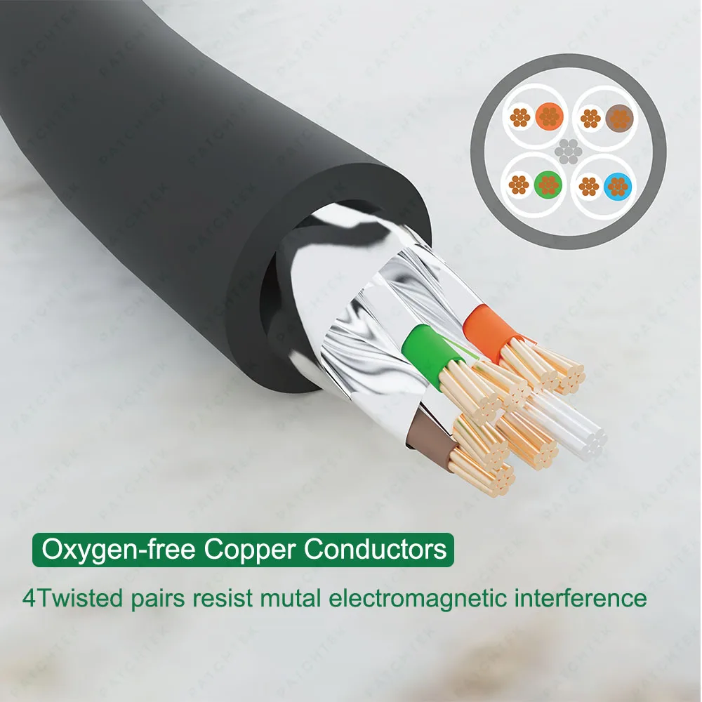 패치텍 CAT6A 이더넷 케이블 10Gbps 90/360도 회전 10G Cat6 패치 코드 UTP 랜 케이블 (PS5 라우터 Xbox 컴퓨터용)