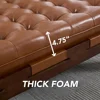 47.75" Leather Ottoman Coffee Table, Tufted Upholstered Cocktail Ottoman, Large Footrest Ottoman Bench with Solid Wood Frame 5