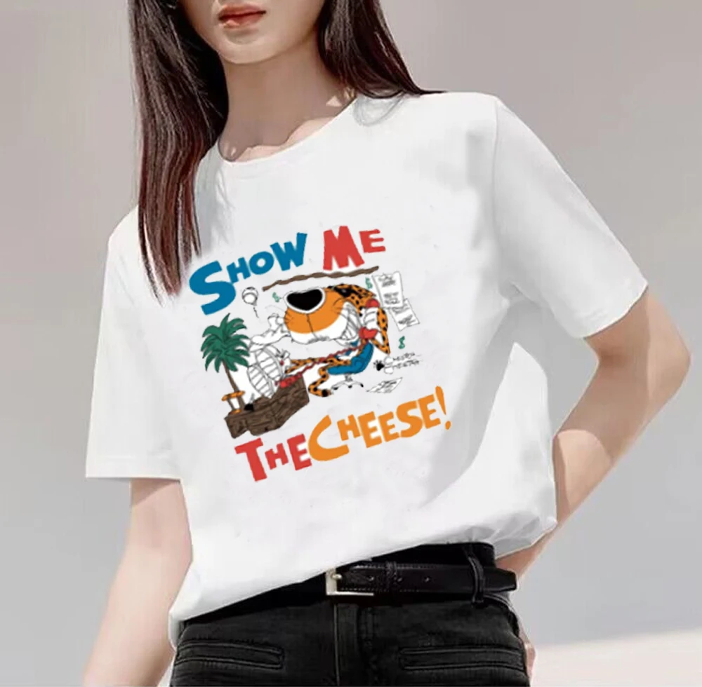 

Show Me The Cheese Women Pop Indie Punk Rock Band Graphic T Shirt Women Tops Base O-neck Tees