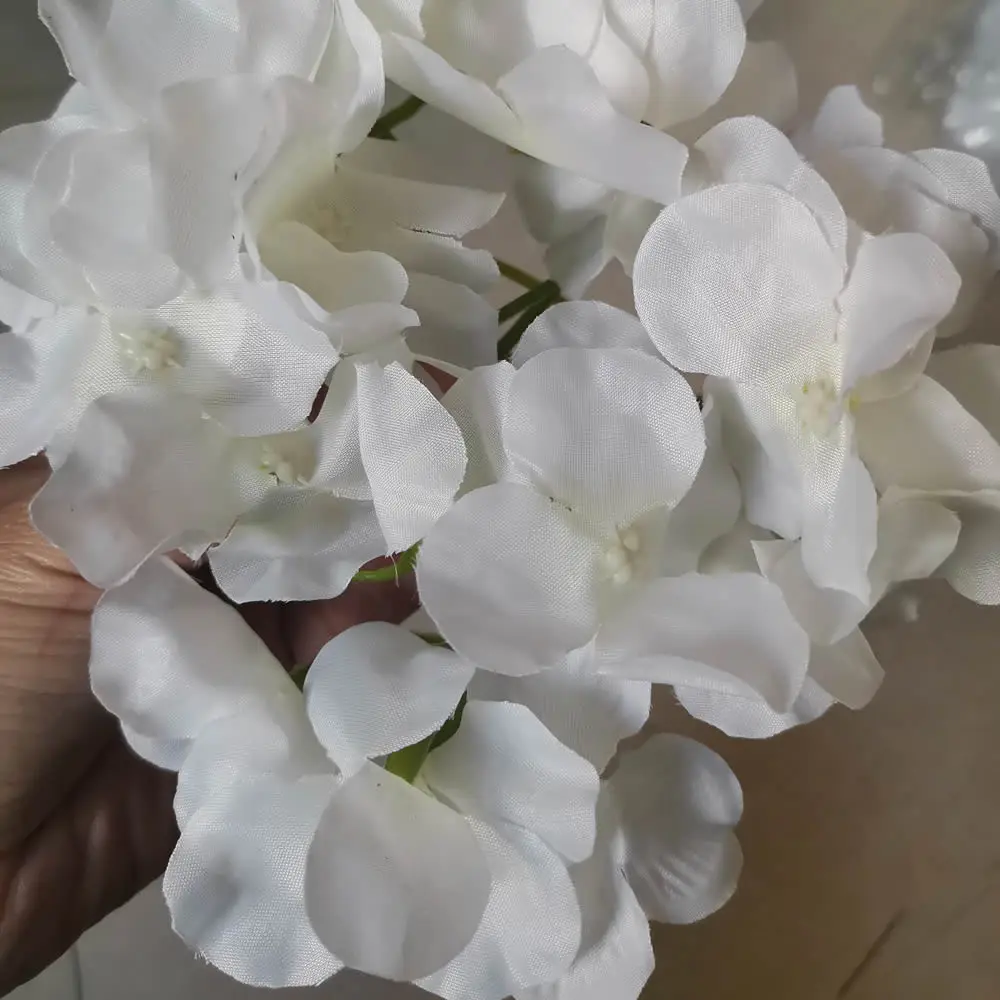 Artificial Silk Hydrangea Flower Head Wedding Path Decoration Bouquet Filler Home Hotel DIY Flowers Wall Accessories 50pcs