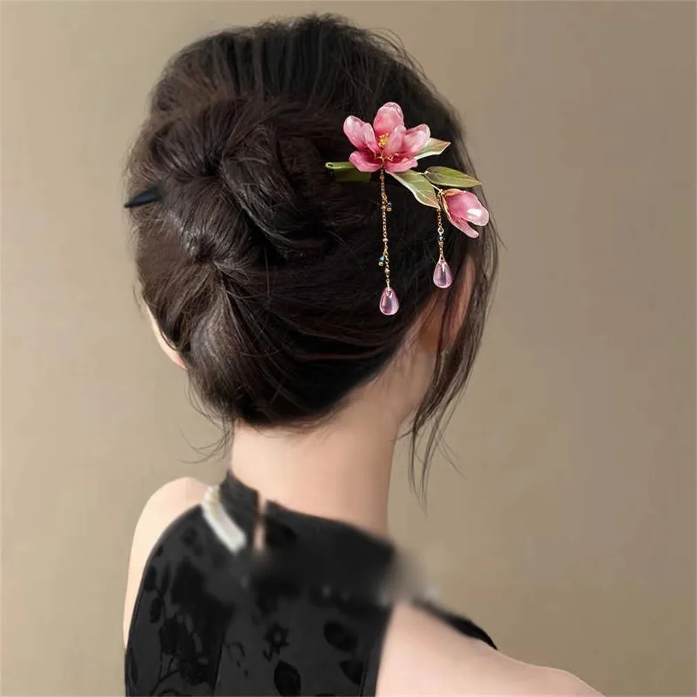 New Tassel Chinese Style Hairpin Lotus Flower Handmade Women's Hairpin Ancient Style Lotus Flower Hair Sticks Women