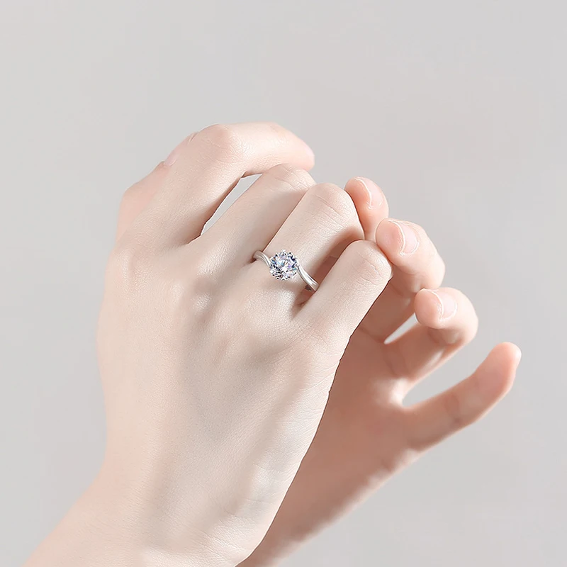 Moissanite 다이아몬드 반지 PT950 백금 반지 1 캐럿 커플 반지 18K 골드 조절 링 크기 인증