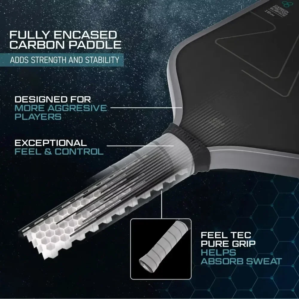 Pickleball Paddle T700 Carbon Fiber Frosted Surface 16MM Enhanced Sweet Spot Control Power Anti-slip Grip USAPA Compliant
