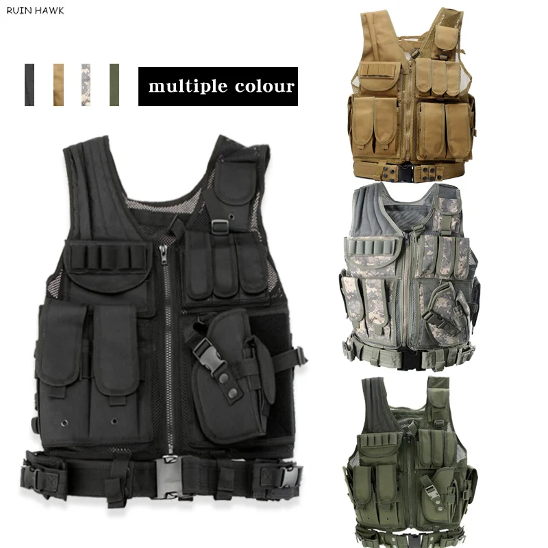  Chief Tac Chaleco táctico militar Molle de malla ligera del  ejército Airsoft Paintball Chaleco de utilidad transpirable ligero chaleco  de caza para hombres y mujeres, Negro - : Deportes y Actividades