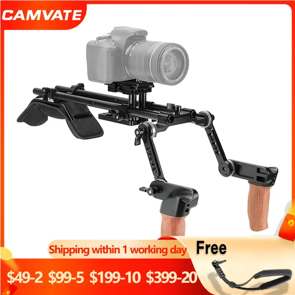 

CAMVATE DSLR камера/DV видеокамера плечевое крепление с Manfrotto БЫСТРОРАЗЪЕМНАЯ пластина и ARRI розетка Волшебная рукоятка деревянные рукоятки