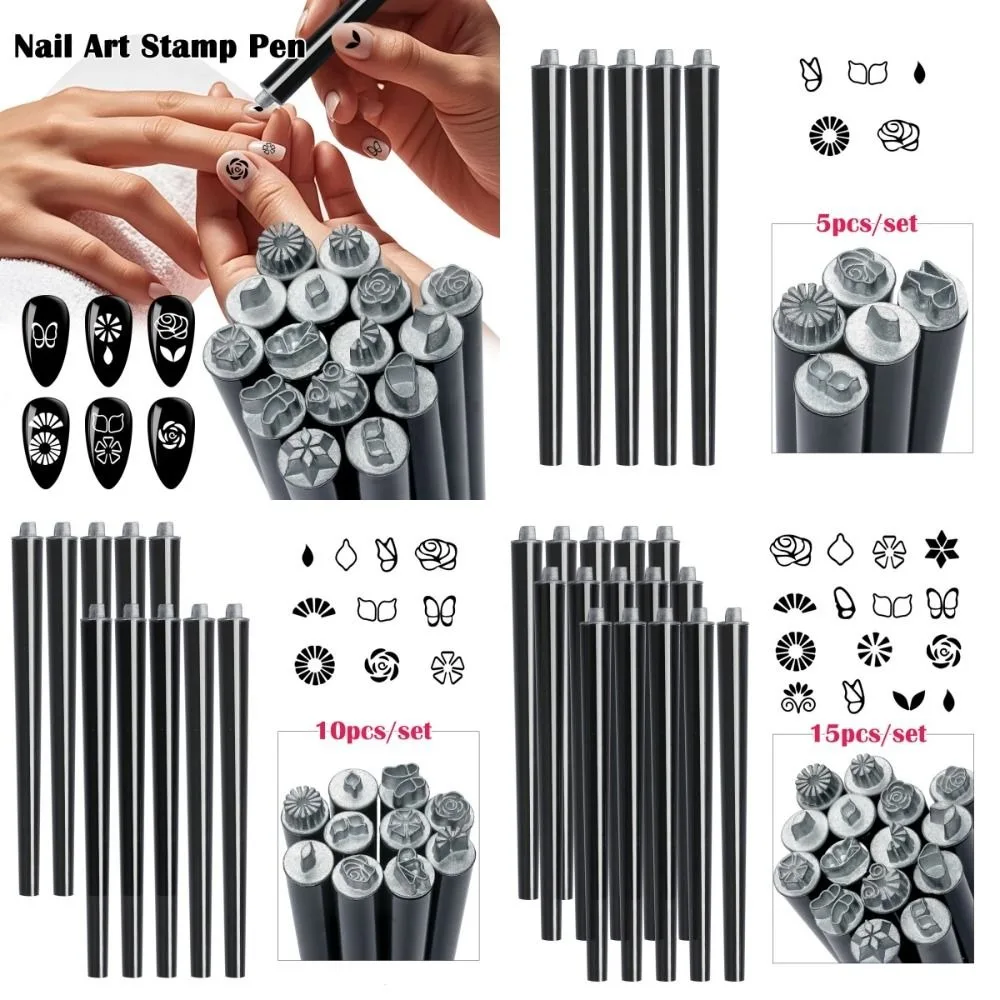 5/10/15개 꽃 나비 네일아트 스탬프 펜 세트 도트 도구 네일아트 펜 그라피티 네일 스탬핑 스탬퍼 실리콘 간편 DIY