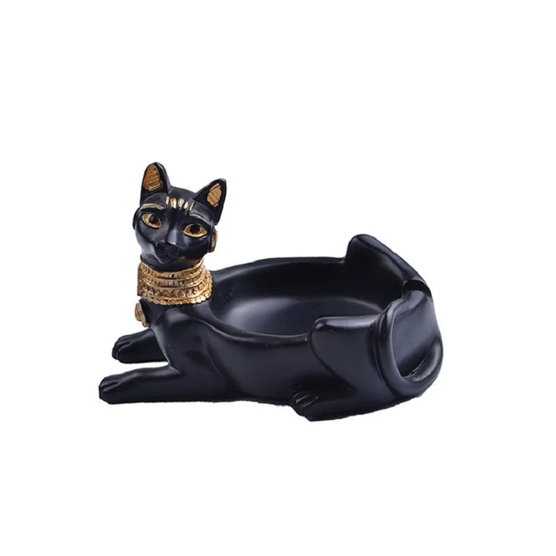

Egypt Bast Statue Halazzi Ashtray Figurines Cat God Art Sculpture Resin Craft Creative Desktop Ornament Home Decor Accessories