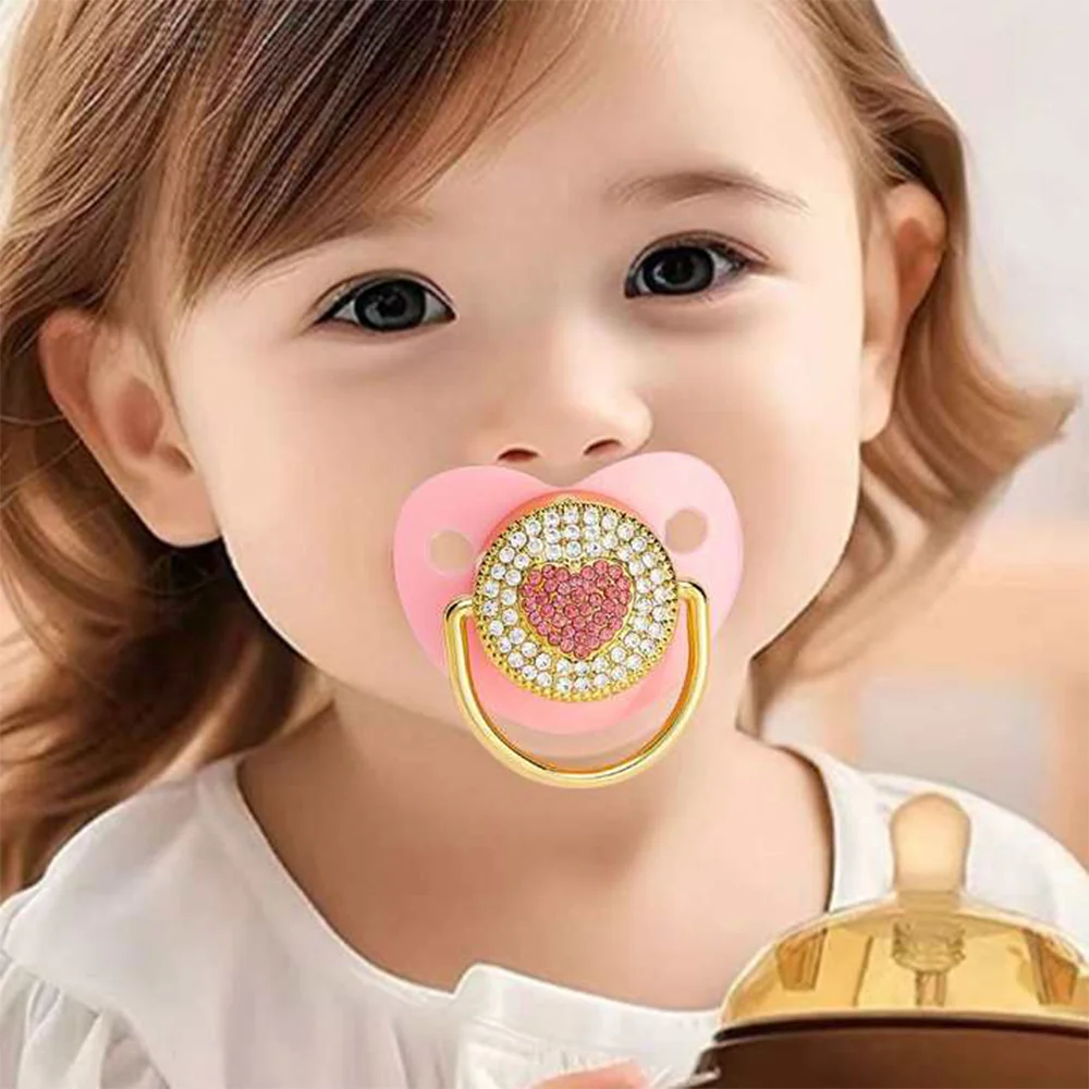 Diamond baby liquid silicone pacifier 0-3 years old baby cute soother anti-buck teeth Bisphenol-free newborn gift