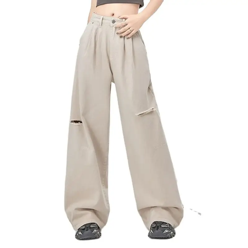 

2023 Women'S Pans Autumn New Jeans Y2k High Waisted Loose And Compatible Straight Cylinder Hole Free Shipping