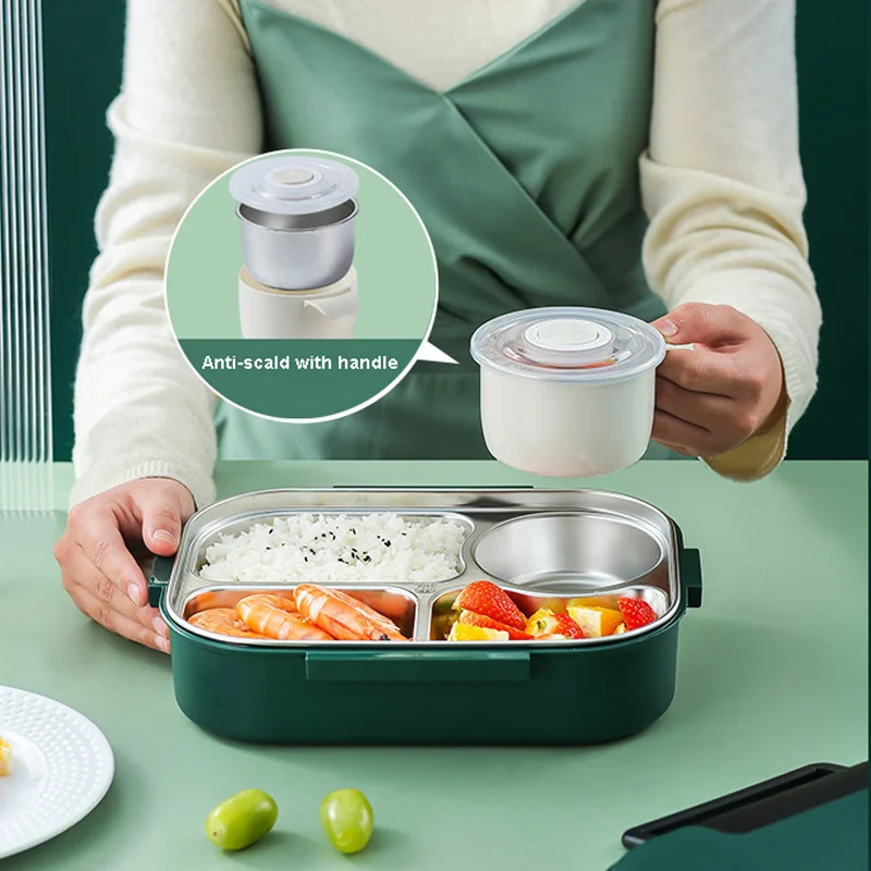 Portable 304 Stainless Steel Bento Box with 3 Compartments Lunch Box  Leakproof Microwave Heating Food Container Tableware Adults - Price history  & Review, AliExpress Seller - Lightdot Store