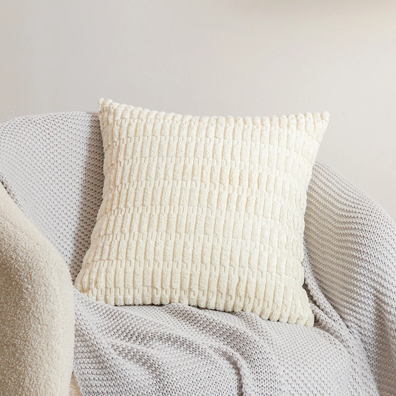 

Pillowcase 45x45cm Pure Color Corn Ears Soft Velvet Square Modern Home Decor Nordic Style Sofa Vehicle Machine Washable Cushion