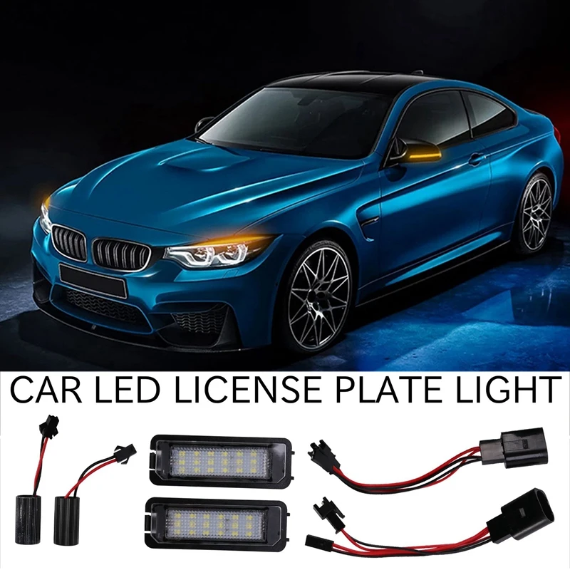 2Pcs 12V Led Number License Plate Lights For Golf 4 5 6 7 Car