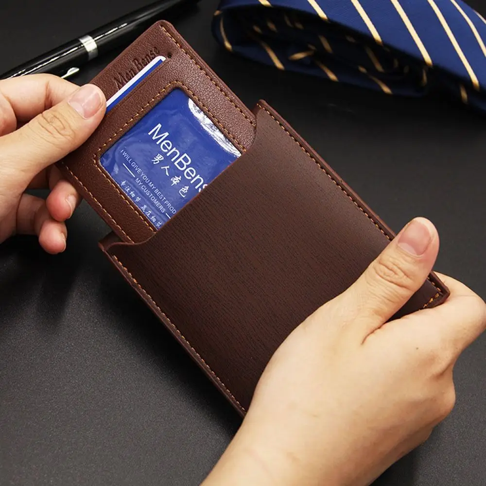 

Fashion Coin Purse Iron Edg Business Wallet PU Leather Gift Male Cash Clip Coin Purse Credit Card Holder Short Purse Men Wallet