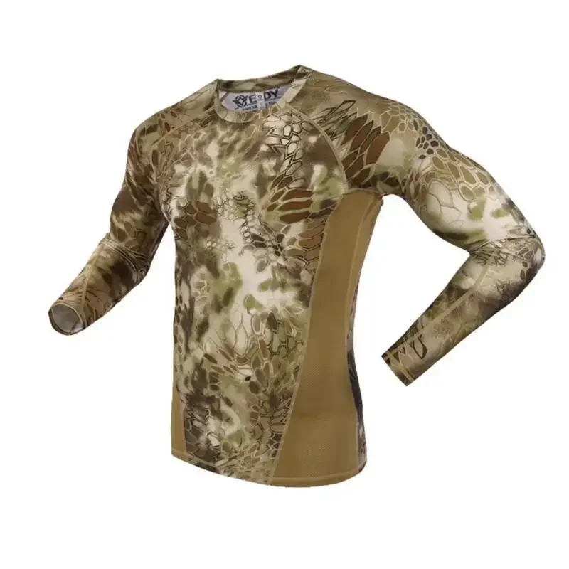 

Summer Long Sleeve Military Camouflage T-shirt Men Tactical Army Combat T Shirt Quick Dry Camo Hunt Clothing Casual O-Neck Tshir