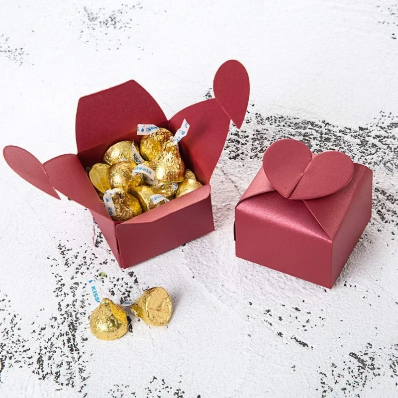 Packaging Box Heart-Shaped Candy Box Solid Color with Ribbon for Wedding Christmas Valentine's Day Party Decoration Gift Box