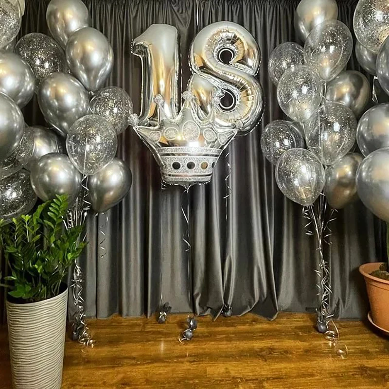 black and white themed balloon decorations